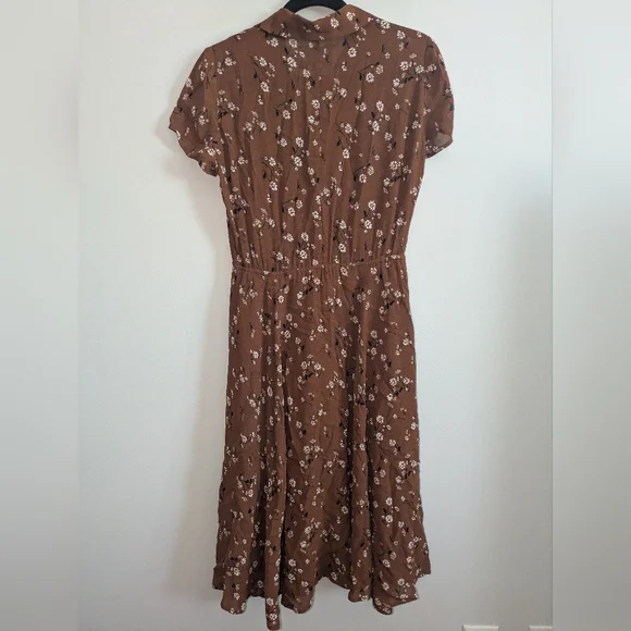 Reformation Leigh Floral Brown Dress Size small $218 - Picture 5 of 8